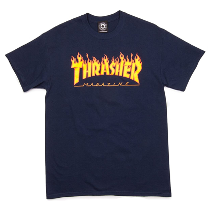 THRASHER MAGAZINE FLAME T-SHIRT NAVY XL