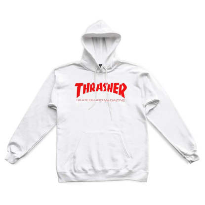 THRASHER MAGAZINE SKATE MAG PULLOVER HOODIE WHITE/RED L