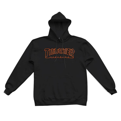 THRASHER MAGAZINE OUTLINED PULLOVER HOODIE BLACK/ORANGE M