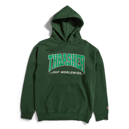 HUF BAYVIEW PULLOVER HOODIE FOREST GREEN L