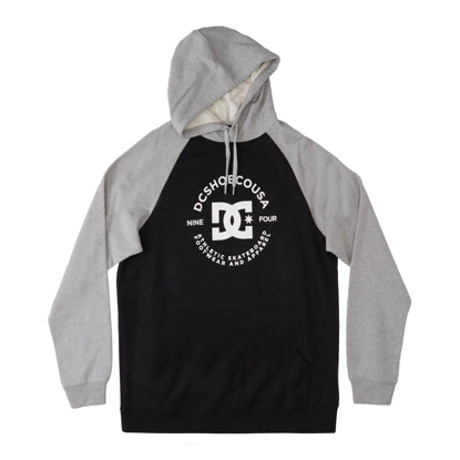 DC DC STAR PILOT RAGLAN PULLOVER HOODIE BLACK/GREY HEATHER M