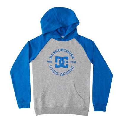 DC DC STAR PILOT RAGLAN BOY PULLOVER HOODIE HEATHER GREY/TURKISH SEA 12/M