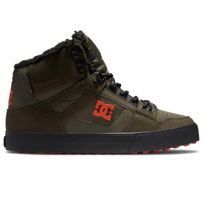 DC PURE HIGH-TOP WC WNT DUSTY OLIVE/ORANGE 39