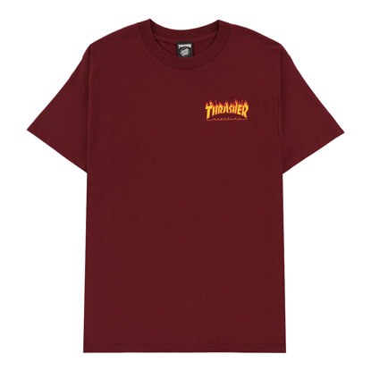 SANTA CRUZ THRASHER FLAME DOT T-SHIRT BURGUNDY L