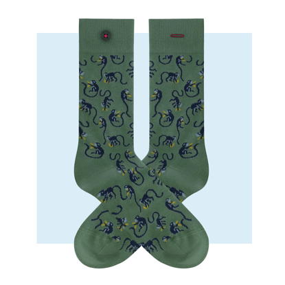 ADAM BANANA MONKEY GREEN SOCKS ASSORTED 41-46