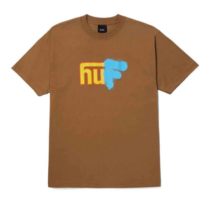 HUF UPSIDE DOWNTOWN S/S T-SHIRT CAMEL XL