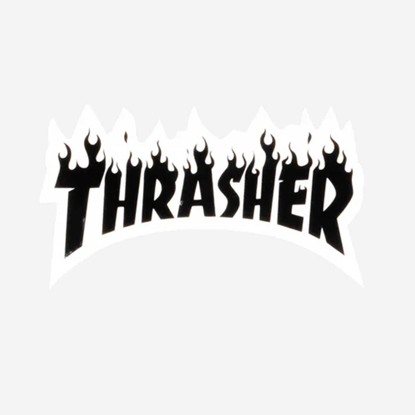 THRASHER MAGAZINE STICKER-FLAME LOGO SMALL BLACK