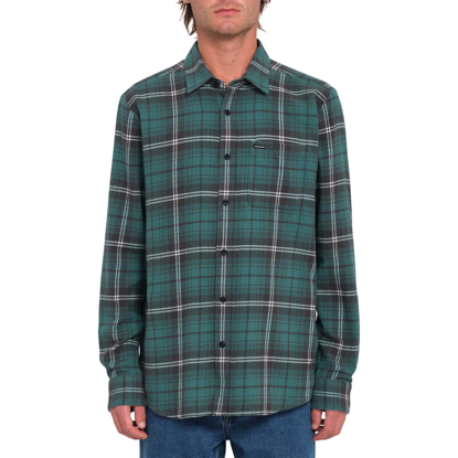 VOLCOM CADEN PLAID LONG SLEEVE SEA GREEN M