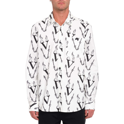 VOLCOM FERGADELIC WOVEN LONG SLEEVE WHITE S