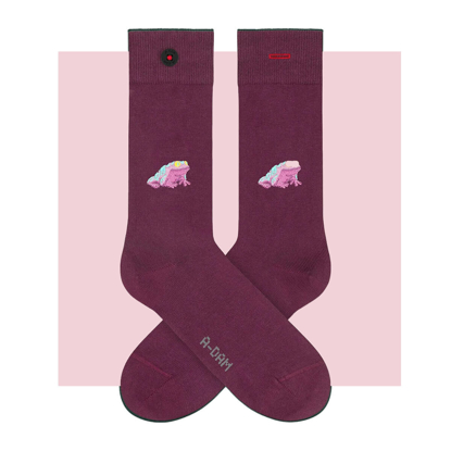 ADAM BURGUNDY FROG SOCKS ASSORTED 36-40