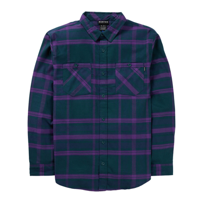 BURTON FAVORITE FLANNEL LONG SLEEVE DEEP EMERALD / IMPERIAL PURPLE PLAID L