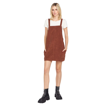 VOLCOM POWER CHORD DRESS CHESTNUT BROWN M