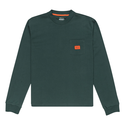 RVCA CHAINMAIL POCKET LS TEE HUNTER GREEN S