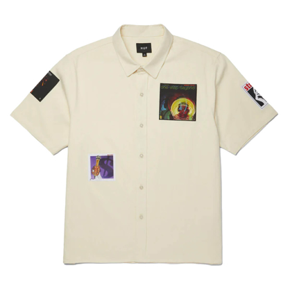 HUF STAX PATCHES BUTTON UP SHIRT NATURAL M