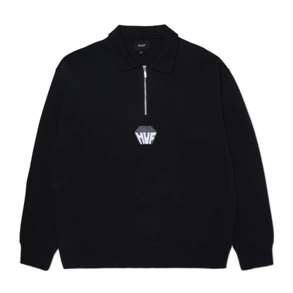 HUF BIG BLOCK 1/4 ZIP FRENCH TERRY BLACK M