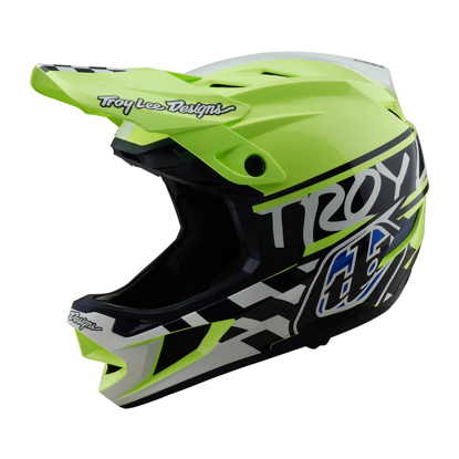 TROY LEE DESIGNS D4 POLYACRYLITE HELMET FIFTY-50 NAVY / GLO YELLOW S